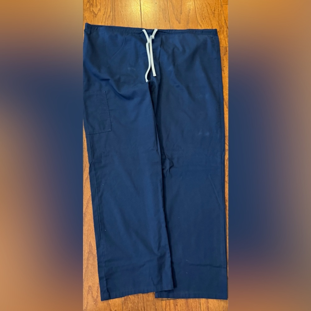 Navy Drawstring Scrub Pants - Picture 1 of 2